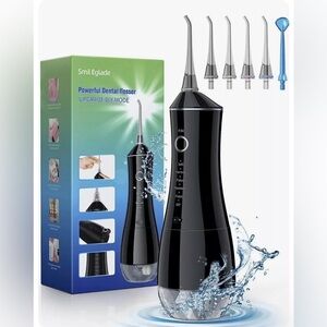 Sleek Black Oral Irrigator with Multiple Attachments